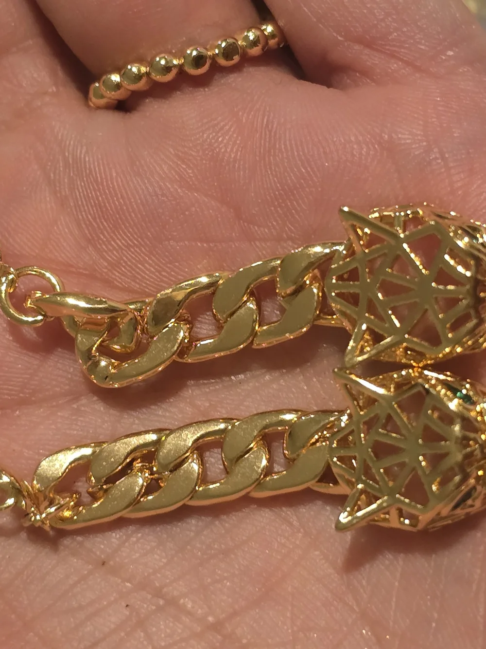 22kgp Dubai Gold Geometric Drop Chain Earrings - Women Jewelry